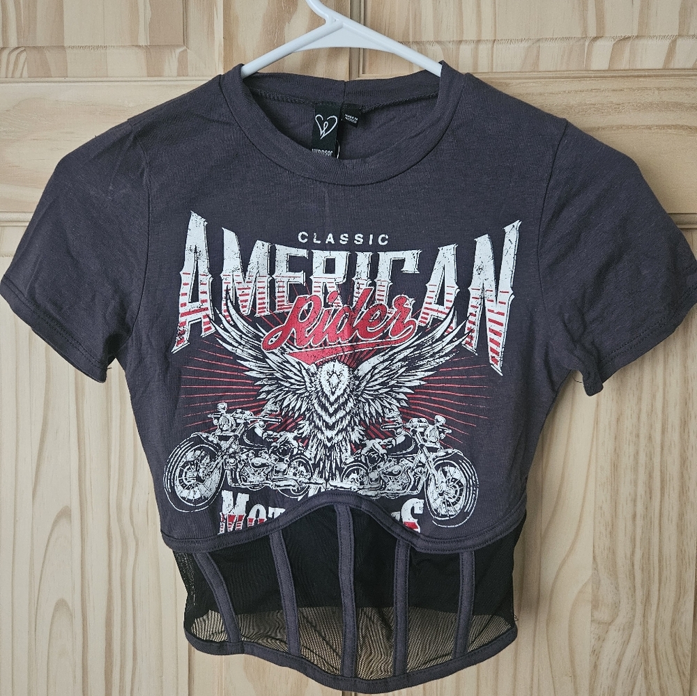 Charcoal biker women's crop top